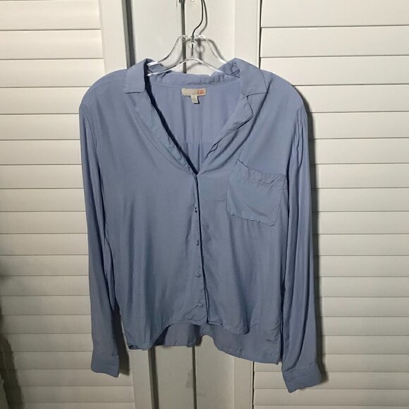 Giani Bini blue button down long sleeve blouse, M - Picture 1 of 7